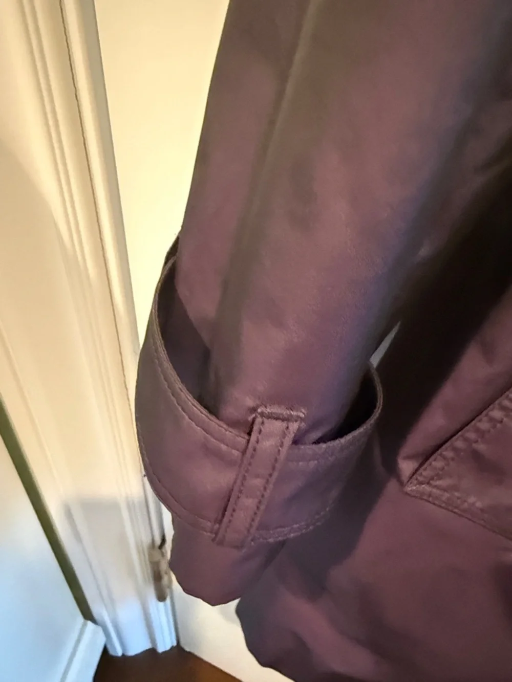 Burberry Purple Trench Coat with Plaid Lining - Picture 7 of 10